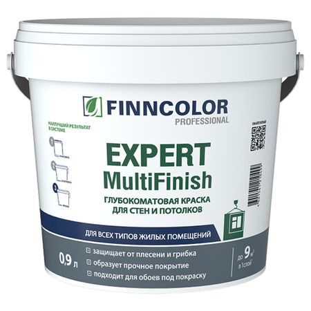 Краска влагостойкая Finncolor Expert MultiFinish база VVA глубокоматовая белая 0,9 л каролина гезий beer expert пиво идеальный путеводитель по сортам видам рецептам