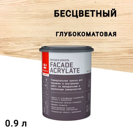 Краска фасадная Tikkurila/Tikkivala Facade Acrylate база C бесцветная 0,9 л