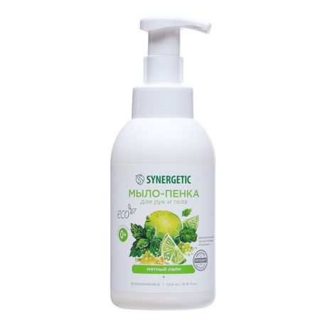 Мыло-пенка детское гипоаллергенное Synergetic Мятный лайм 520 мл