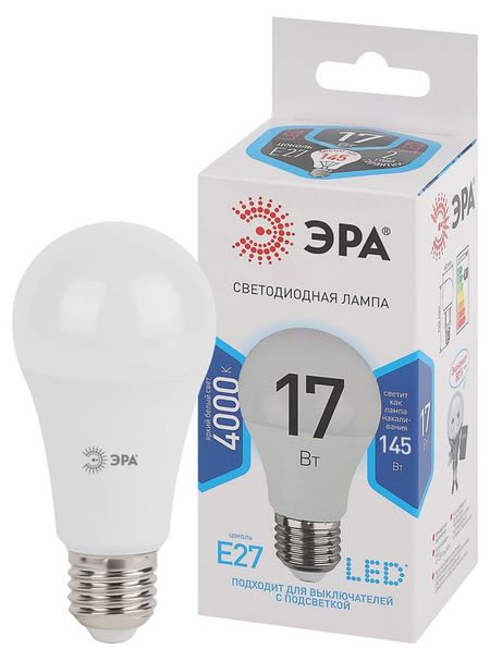 Лампа светодиодная ЭРА LED A60-17W-840-E27 Дневной белый
