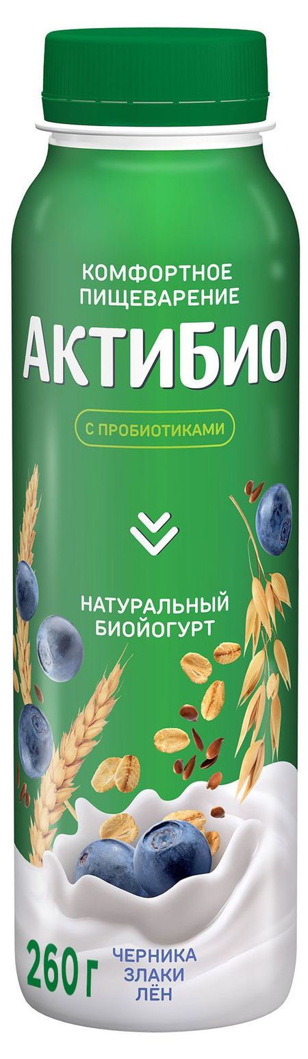Йогурт питьевой АктиБио с черникой и 5 злаками 1,6% БЗМЖ 260 г