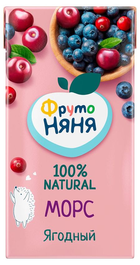 Морс ФрутоНяня клюква с черникой и вишней с 3 лет, 500 мл