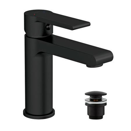 Смеситель для раковины Cersanit Brasko Black черный однорычажный с донным клапаном (63107)