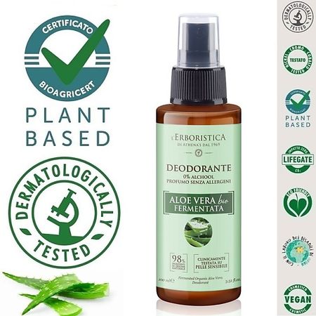 Дезодорант-спрей L`ERBORISTICA Натуральный Дезодорант-спрей без алюминия с органическим соком Алоэ Вера mijia перезаряжаемый фонарик из алюминия 20вт