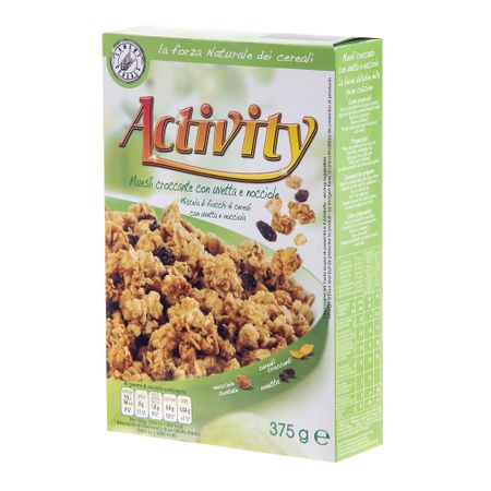 Мюсли с изюмом и фундуком Activity 375 г батончик мюсли леовит с яблоком и семя льна 30 г