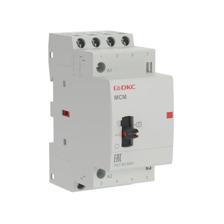Контактор модульный DKC MCM Yon Max 240 В 25 А тип AC 4НО с ручным управлением (MCM-25-40-A240)