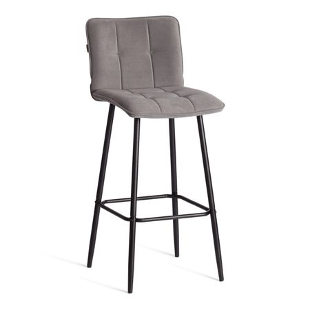 Барный стул TC Bari велюровый, серый, 45х56х110 см