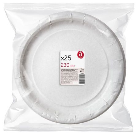 Тарелки одноразовые бумажные Actuel белые 23 см, 25 шт