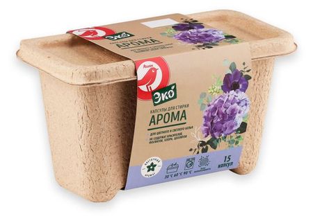 Капсулы для стирки АШАН Красная птица Эко Арома для цветного и белого белья, 15 капсул