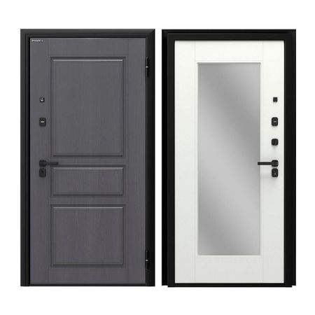 Дверь входная DoorHan Премиум Квадро правая вуддуб графит - малибу белый с зеркалом 980х2050 мм doorhan transmitter 2 4 pro брелок 433 мгц
