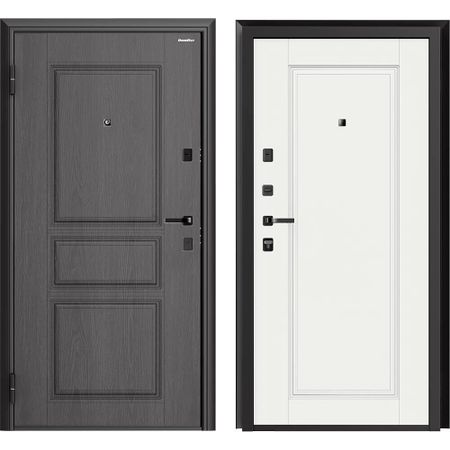 Дверь входная DoorHan Премиум Квадро левая вуддуб графит - малибу белый 980х2050 мм