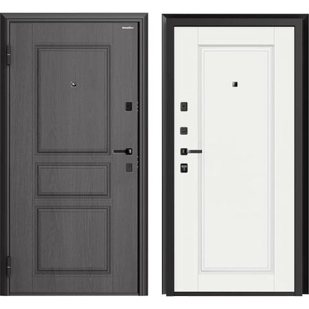 Дверь входная DoorHan Премиум Квадро левая вуддуб графит - малибу белый 880х2050 мм