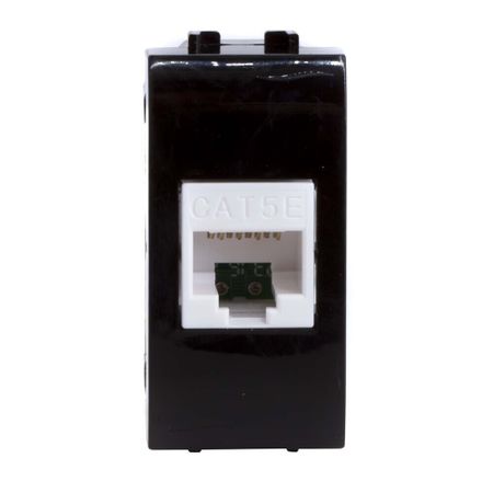 Розетка для кабель-канала компьютерная DKC Brava черная RJ45 1 модуль (77654N)