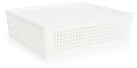 Корзинка Полимербыт Traymix с крышкой белая, 16,5 л