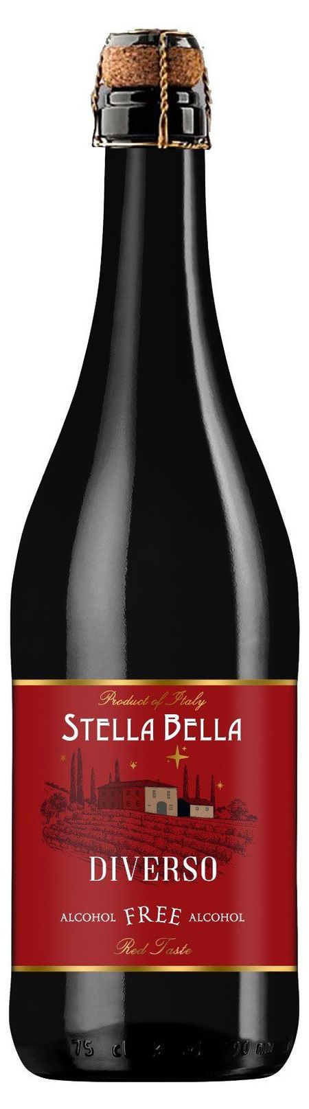 Игристое вино безалкогольное Stella Bella красное сладкое Италия, 0,75 л