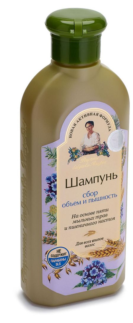 Шампунь для волос Рецепты Бабушки Агафьи Объем и пышность Сбор для всех типов, 350 мл
