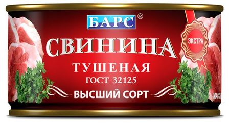 Свинина тушеная БАРС высший сорт, 325 г