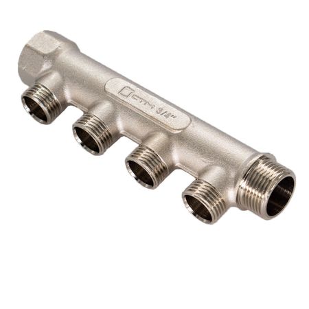 Коллектор СТМ 3/4 ВР(г) х 4 выхода 1/2 НР(ш) х 3/4 НР(ш) (C4MM3412) коллектор универсальный valfex на 2 выхода 32x20 мм с кранами