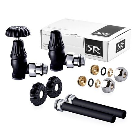 Комплект терморегулирующий угловой SR Rubinetterie Floral Old Style 1/2 х 24/19 для радиатора (A339-1500VCPS) leenkea крышки для труб радиатора 4 шт 15 мм