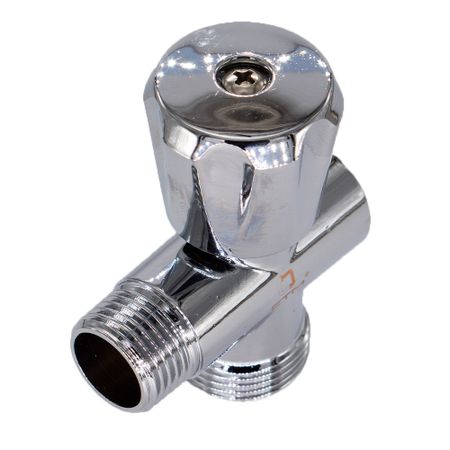 Вентиль латунный СТМ 1/2 НР(ш) х 1/2 НР(ш) х 3/4 ВР(г) для подключения бытовой техники хром (CV301234)