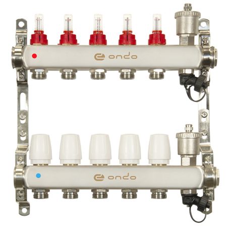 Коллекторная группа с расходомерами Ondo 1 ВР(г) х 5 выходов 3/4 НР(ш) ЕК х 1 ВР(г) комплект уплотнительных колец для кофемашин saeco