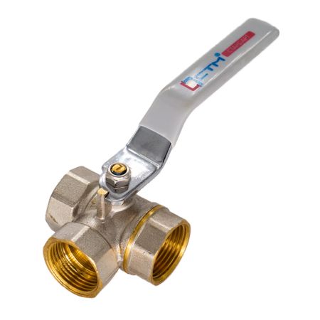 Кран шаровой латунный СТМ Стандарт 1/2 ВР(г) х 1/2 ВР(г) ручка трехходовой (CW3FL012)