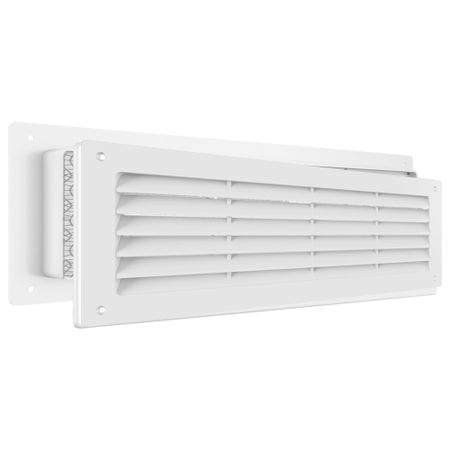 Решетка вентиляционная пластиковая дверная НашВент 370х130 мм с сеткой белая (2 шт.)