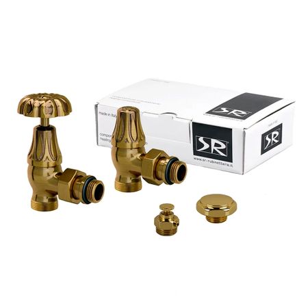 Комплект терморегулирующий угловой SR Rubinetterie Floral Old Style 1/2 х 24/19 для радиатора (K339-1500Z0P0) leenkea крышки для труб радиатора 4 шт 15 мм