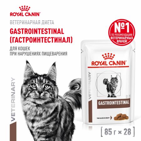 Консервы, паучи Royal Canin (вет. паучи) Для взрослых кошек при расстройствах пищеварения, GASTROINTESTINAL (1 шт) юрий константинов целебные свойства топинамбура при сахарном диабете ожирении анемии желудочно кишечных заболеваний