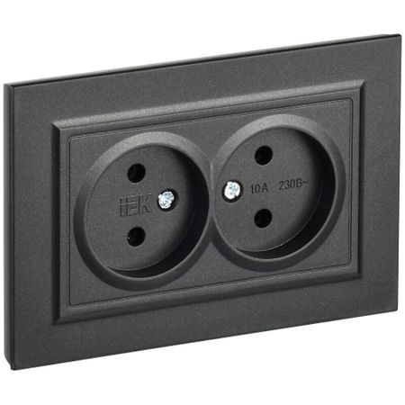 Розетка IEK Brite РС12-2-БрЧ встраиваемая черная (BR-R20-10-K02-F)