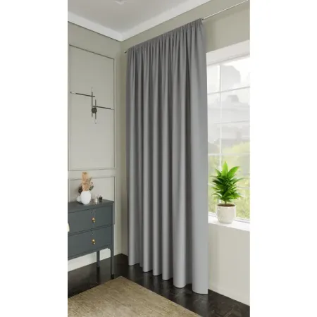 Штора на ленте со скрытыми петлями KREAFORTA Pharu 140x280 см цвет светло-серый шторы из полиэстера для гостиной или спальни