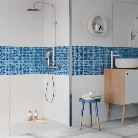 Мозаика стеклянная KREAFORTA синий-голубой 300x300x4 мм