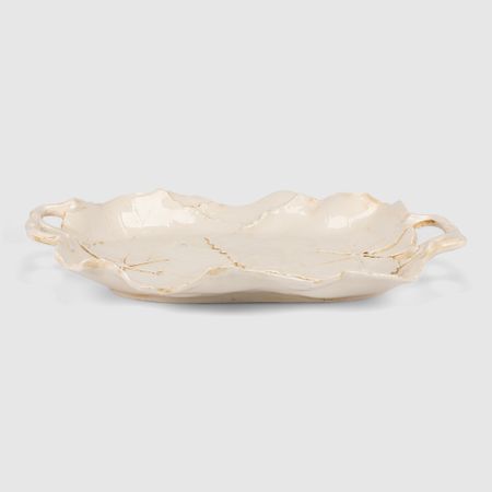 Блюдо Annaluma листья бежевые 53x37 см