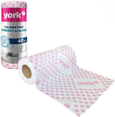 Салфетки вискозные тюльпан премиум в рулоне York 40 штук (25х40 см)