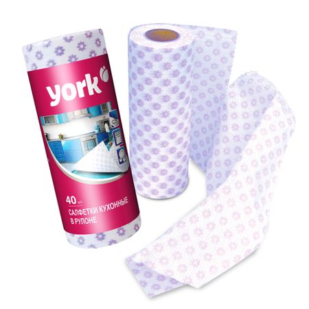 Салфетки вискозные премиум в рулоне York 40 штук (25х40 см)