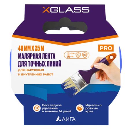 Лента малярная X-Glass для четкого края синяя 48 мм 25 м (160489) хайко вольц первое чтение для любителей minecraft месть дракона до края
