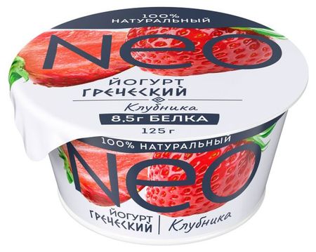 Йогурт греческий Neo Клубника 1,7% БЗМЖ, 125 г