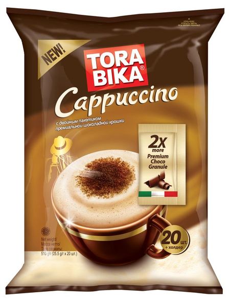 Кофейный напиток Torabika Cappuccino с двойной порцией шоколадной крошки Индонезия, 20 шт х 25,5 г