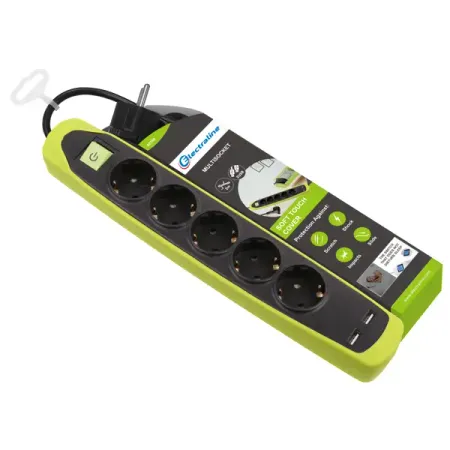 Удлинитель бытовой Electraline 5 розеток с заземлением 3x1 мм 2 м цвет черный