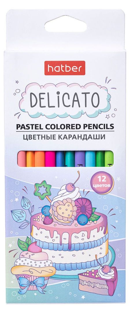 Карандаши цветные Хатбер Pastel, 12 цветов