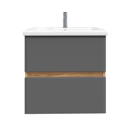 Комплект тумба с раковиной Sanstar Graffa 50 см подвесная дуб вотан/графит софт (450.1-1.4.1.ККОМ)