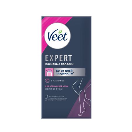 Восковые полоски Veet Expert для нормальной кожи, 12 шт.