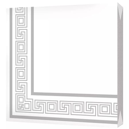 Салфетки Bulgaree green  греческая рамка серебристая 3 слоя 33х33 см 20 шт