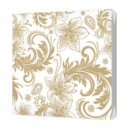 Салфетки Bulgaree green золотые узоры new 3 слоя 33х33 см 20 шт