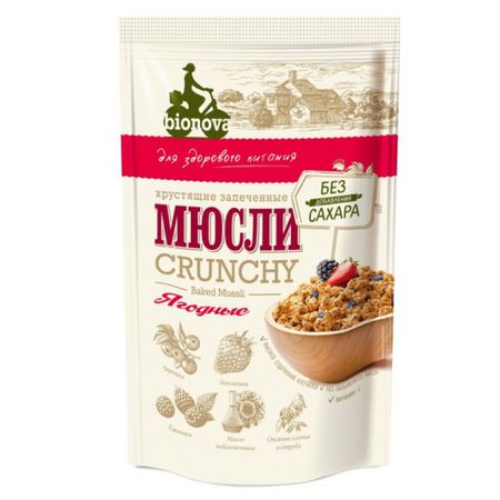 Мюсли Bionova ягодные 400 г хлебцы макфа хрустящие зерновые пшеничные 100 г