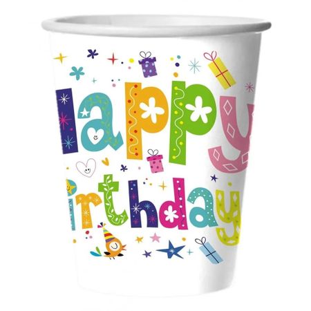 Стаканы бумажные Bulgaree green Happy Birthday 0,25 л 10 шт