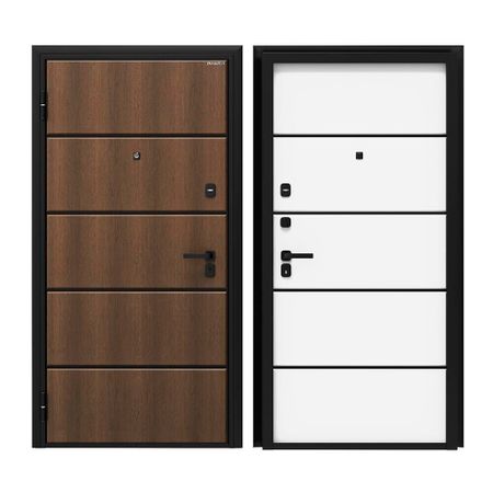 Дверь входная DoorHan Премиум Модерн левая калабрия коричневый - малибу белый 880х2050 мм