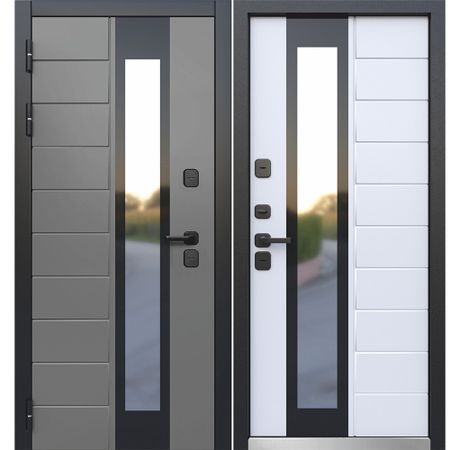 Дверь входная с терморазрывом Ferroni Luxor Termo 5 левая эмаль серый - эмалит белый 960х2050 мм магнит металлическая эмаль эрмитаж