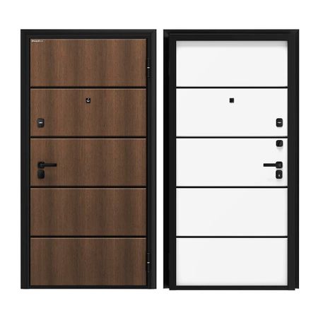 Дверь входная DoorHan Премиум Модерн правая калабрия коричневый - малибу белый 980х2050 мм