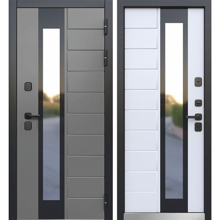 Дверь входная с терморазрывом Ferroni Luxor Termo 5 правая эмаль серый - эмалит белый 960х2050 мм магнит металлическая эмаль эрмитаж